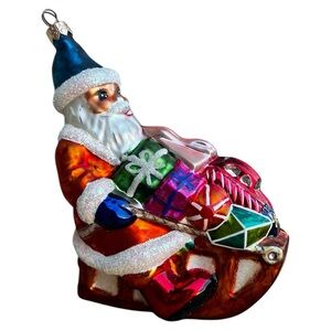 Christopher Radko Santa Sleigh Ride LARGE Christmas Holiday Ornament 1997